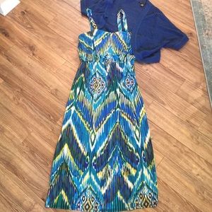 Olivia Matthews maxi dress with cardigan